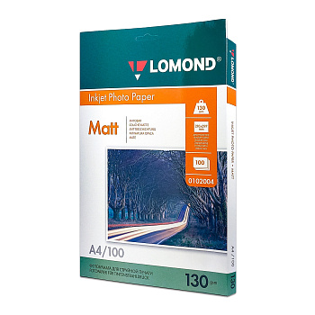 Бумага Lomond A4, 130г/м2, 100 листов, матовая/матовая, двусторонняя (0102004)