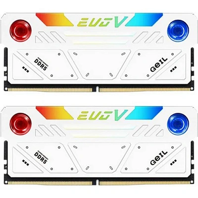 Оперативная память с RGB подсветкой 32GB Kit (2x16GB) GEIL EVO V RGB 8000Mhz DDR5 White&nbsp; (GESW532GB8000C38ADC)