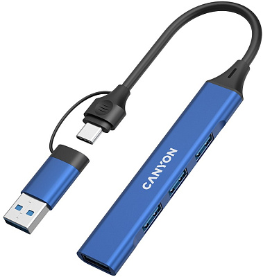 USB-хаб Canyon OnHub 02 4in1 USB-A/C Blue (CNS-TDS02BL)