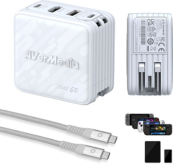 Карта видеозахвата Зарядный блок + передача данных  AverMedia Core GO, Charging 100W, white GC313 (40AAGC313AWP)