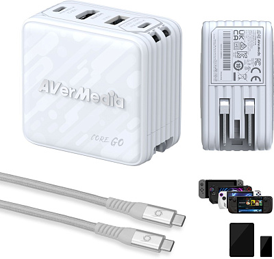Карта видеозахвата Зарядный блок + передача данных  AverMedia Core GO, Charging 100W, white GC313 (40AAGC313AWP)
