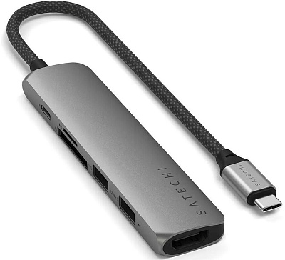 Картридер / USB-хаб Satechi 6-in-1 USB-C Slim Multiport Adapter - Space Grey (ST-P6SM)