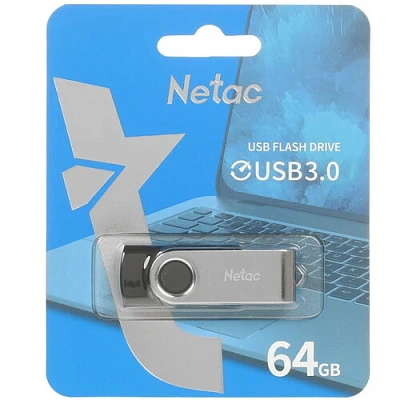 USB Флеш 64GB 3.2 Netac U505 серебристый/черный (NT03U505N-064G-32BK)