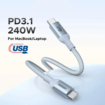 Кабель UGREEN USB C - USB C, 480Mbps, 5A, QC5.0/PD3.1, 240W, 1m, L534 (75731) 