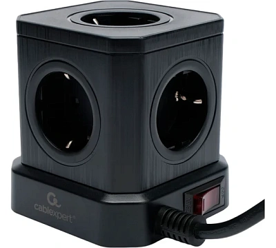 Сетевой фильтр Cablexpert Tower, TWR-5-U4-B-3 черный (TWR-5-U4-B-3)
