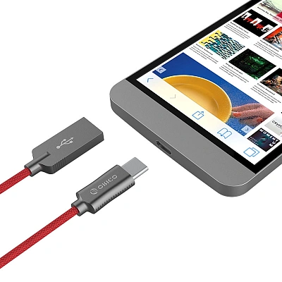 Кабель USB 2.0 - USB C, 1m. (ORICO-HTK-10-RD-TH)
