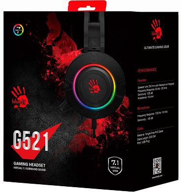 Гарнитура A4Tech Bloody G521, 2.3m, LED, Black (G521/BLACK)