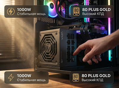 Блок питания FSP VITA-1000GM, 1000W, FULL MODULAR, ATX Reatil (PPA10A4026)