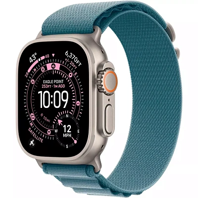 Смарт часы Apple Watch Ultra 3 GPS + Cellular 49mm Natural Titanium Case with Light Blue Alpine Loop - Large (MEWP4QR/A)