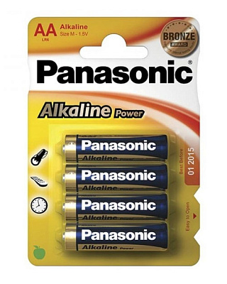 Батарейка щелочная PANASONIC Alkaline Power AA/4B (LR6REB/4BPU/LR6APB/4BP)