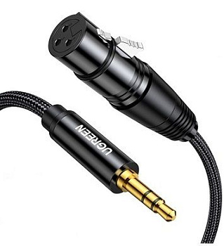 Аудиокабель UGREEN AV182 3.5mm Three-Pole Male to XLR Female Audio Cable, 2m, 20244 (20244)