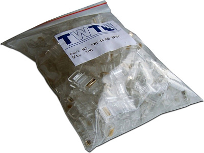 Коннектор RJ45 UTP 8P8C, универсальный, cat.5e, 100 шт. (TWT-PL45-8P8C)