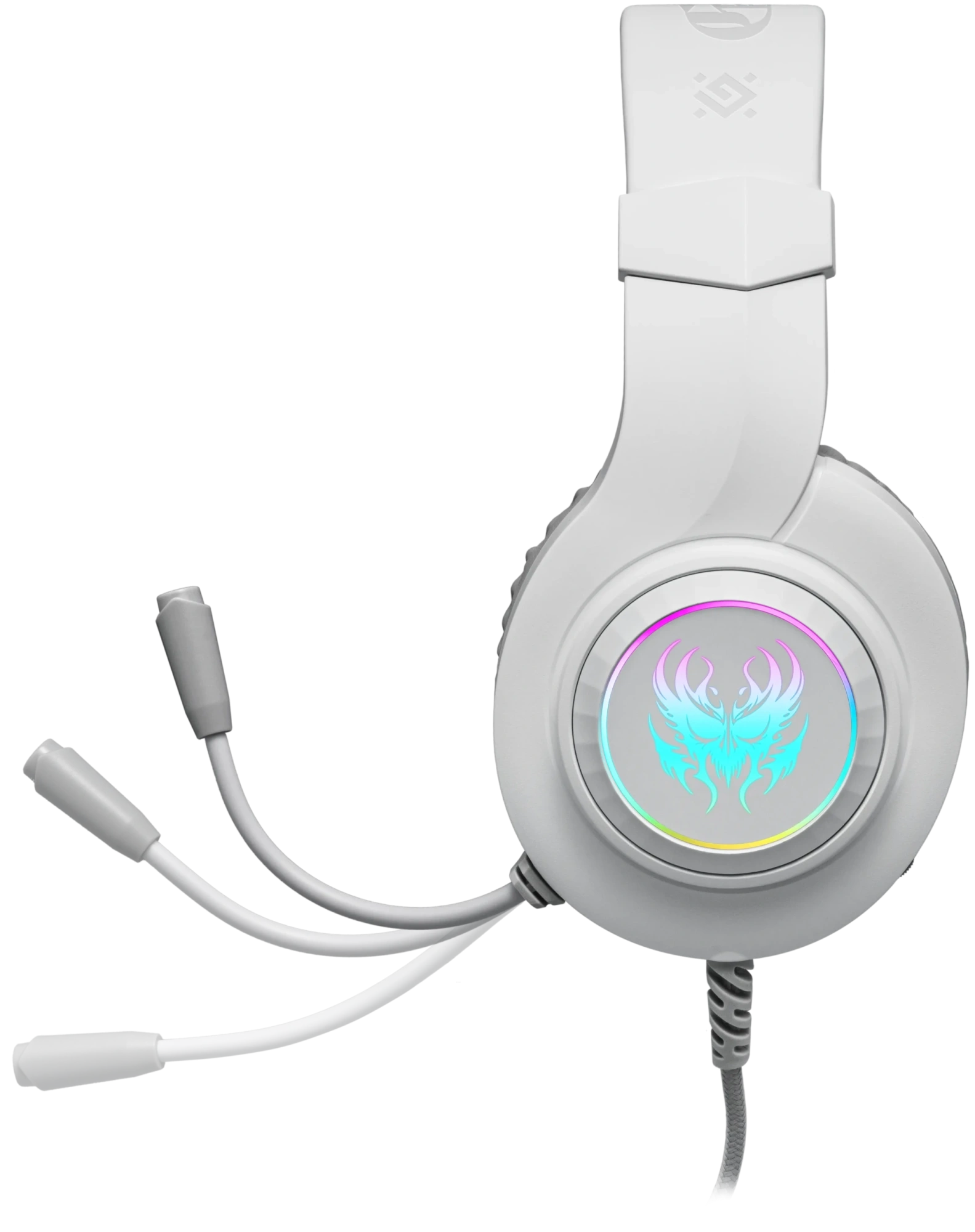 Игровая гарнитура Defender Ghost LED белый, LED, провод 1.8м (64605)