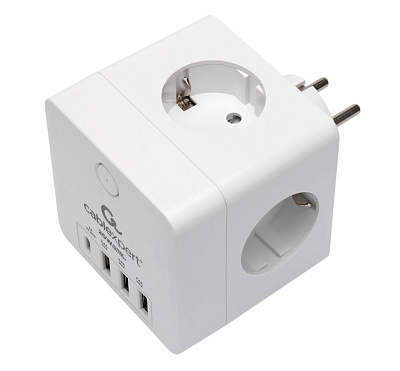 Сетевой фильтр Cablexpert Cube, CUBE-4-CU3-W белый (CUBE-4-CU3-W)