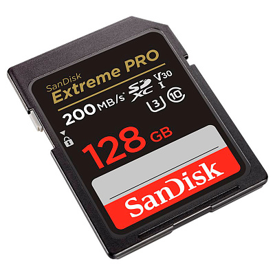 Карта памяти SanDisk 128 ГБ Extreme PRO SDXC UHS-I, V30, U3 (SDSDXXD-128G-GN4IN)