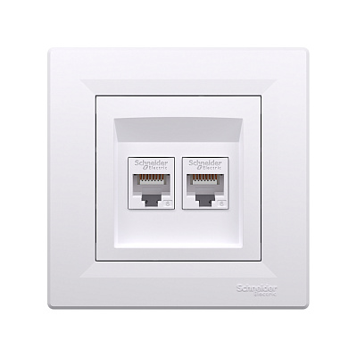 Розетка двойная компьютерная SE EPH4800121 Asfora RJ45 кат. 6 в сборе белый (EPH4800121)