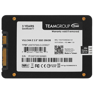Твердотельный накопитель  256GB SSD TeamGroup T-FORCE VULCAN Z 2.5” SATA3 T253TZ256G0C101 (T253TZ256G0C101)