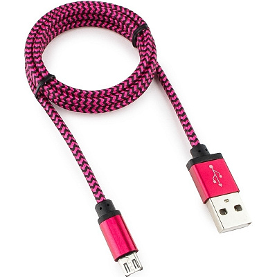 Кабель USB 2.0 Cablexpert CC-mUSB2pe1m, USB-MicroUSB, 1м, нейлоновая оплетка, алюм разъ, фиол (CC-mUSB2pe1m)