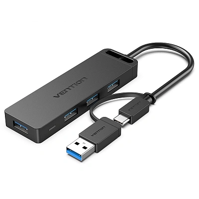 Хаб USB 4-port USB 3.0 Vention CHTBB, Black (CHTBB)