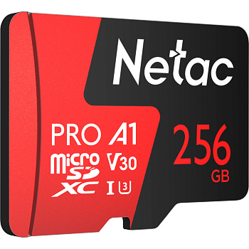 Карта памяти MicroSD 256GB Class 10 U1 Netac NT02P500PRO-256G-R с адаптером (NT02P500PRO-256G-R)