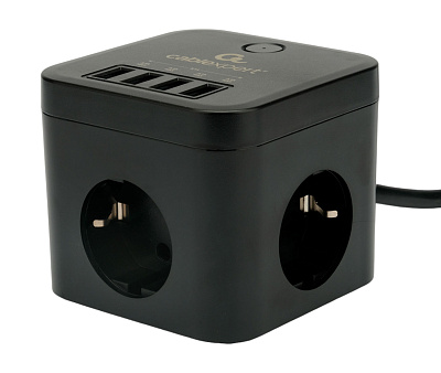 Сетевой фильтр Cablexpert Cube черный (CUBE-3-U4-B-1.5)