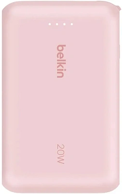 Портативный внешний аккумулятор Belkin 10k PD20w Integrated USB-C Cable, Pink (BPB021HQPK)