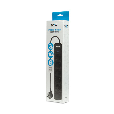 Сетевой фильтр SVC ZC6S-30M-USB 3 м.  (ZC6S-30M-USB)