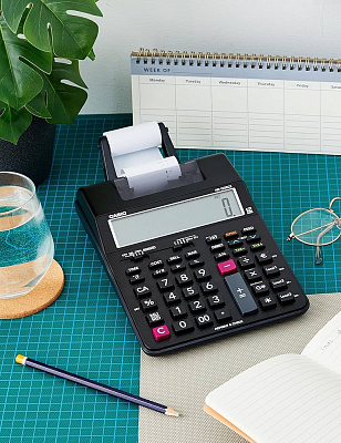 Калькулятор печатающий CASIO HR-150RCE-WB-EC, ЗУ в комплекте (HR-150RCE-WB-EC)