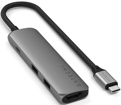 USB-хаб Satechi 4-in-1 USB-C Slim Multiport Adapter 4K - Space Grey (ST-P4SM)
