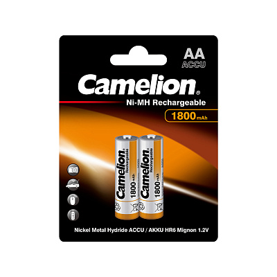 Аккумулятор CAMELION Rechargeable Ni-MH NH-AA1800BP2 2 шт. в блистере (NH-AA1800BP2)