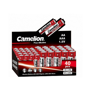 Батарейка CAMELION Plus Alkaline 20LR6+20LR03-SP4-CB 40 шт. в упак. (20LR6+20LR03-SP4-CB)