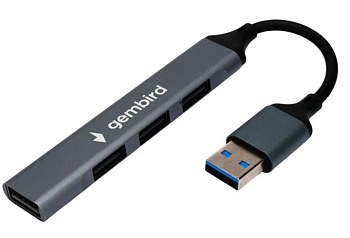 USB Хаб 4 port, Gembird  UHB-C201, Type-C, USB 2.0, black (UHB-C201)