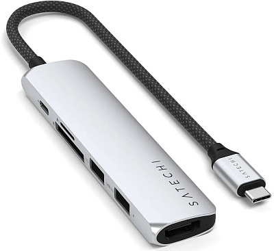 Картридер / USB-хаб Satechi 6-in-1 USB-C Slim Multiport Adapter - Silver (ST-P6SS)