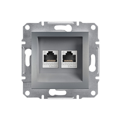 Розетка компьютерная двойная SE EPH4800162 Asfora RJ45 кат.6e механизм сталь (EPH4800162)