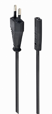 Кабель питания аудио/видео Cablexpert PC-184-VDE-1M, 1м, CEE 7/16 - C7, VDE, 2-pin, 2х0,75, черный, (PC-184-VDE-1M)
