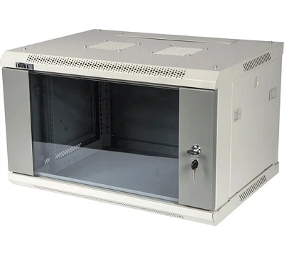 Шкаф настенный серии Pro, 6U 600x600, стеклянная дверь (TWT-CBWPG-6U-6x6-GY)