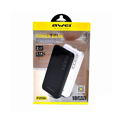  Портативный внешний аккумулятор Awei P28K Power Bank 10000mAh Черный (P28K)