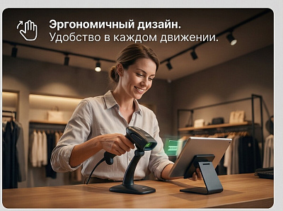 Сканер штрихкода ручной Mindeo MD6600-HD 2D с подставкой (MD6600-HD_stand)