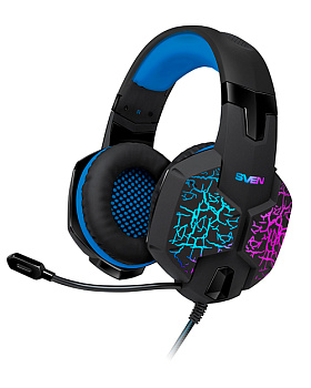 Игровые стереонаушники с микрофоном черный-синий SVEN AP-U980MV  (SV-015633)