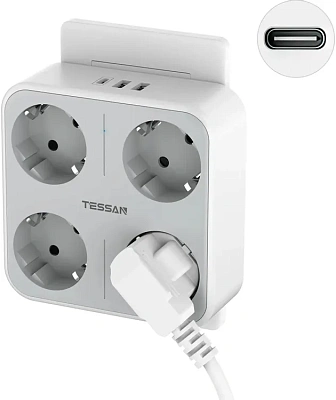 Сетевой фильтр Tessan TS-302-DE-C, Grey (TS-302-DE-C)