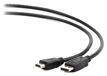 Кабель DisplayPort->HDMI Cablexpert CC-DP-HDMI-5M, 5м, 20M/19M, черный, экран, пакет (CC-DP-HDMI-5M)