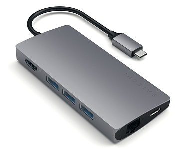 Картридер / USB-хаб Satechi Type-C Multi-Port Adapter 4K with Ethernet V2 - Space Gray (ST-TCMA2M)