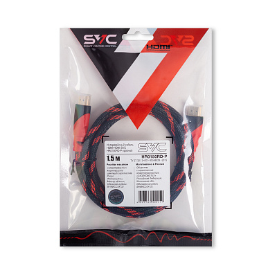 Интерфейсный кабель HDMI-HDMI SVC HR0150RD-P, 30В, Красный, Пол. пакет, 1.5 м (HR0150RD-P)