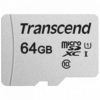 Карта памяти MicroSD 64GB Class 10 U1 Transcend TS64GUSD300S-A (TS64GUSD300S-A)