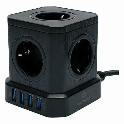 Сетевой фильтр Cablexpert Tower, TWR-5 черный (TWR-5-U4-B-2)