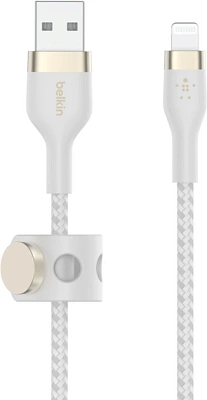 Кабель Belkin USB-A to LTG Braided Silicone 3м White (CAA010BT3MWH)