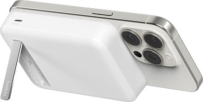 Портативный внешний аккумулятор Belkin 10k Qi2 MagSafe Compatible Powerbank with kickstand, White (BPD008BTWH)