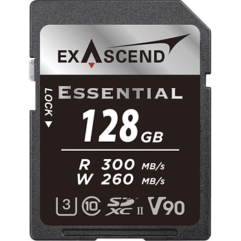 Карта памяти SD Exascend Essential, 128Gb, SDXC II, UHS-II (V90), R300/W260 (EX128GSDU2-S)