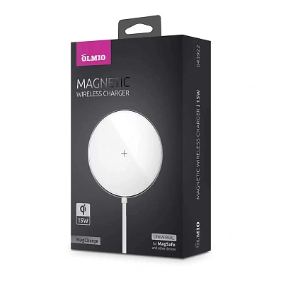 Беспроводное зарядное устройство Olmio MagCharge QI 15W белый (43922)