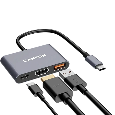 USB-хаб Canyon DS-4 3in1 USB-C Grey (CNS-TDS4)